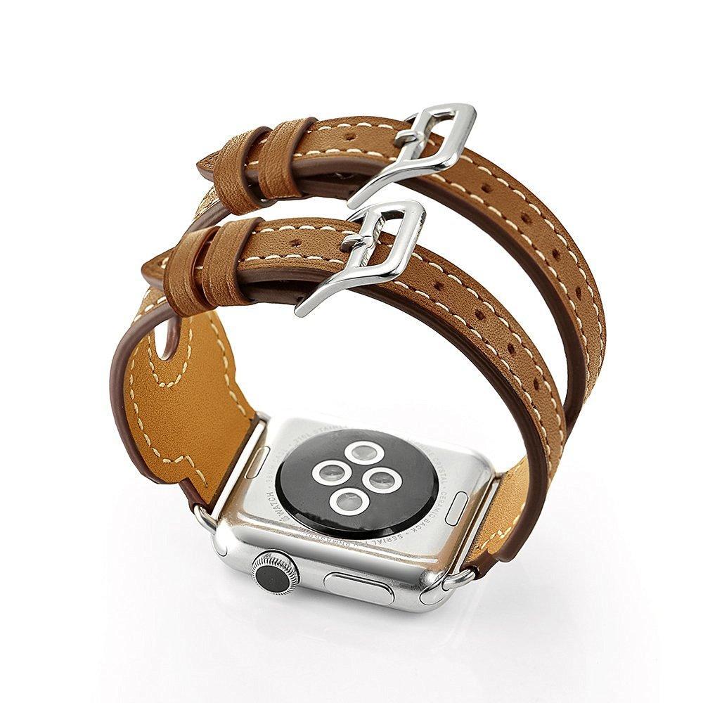 Leather strap For apple Watch band apple watch 5 4 3 band 44mm/40mm iwatch 5 4 42mm/38mm double buckle correa bracelet watchband
