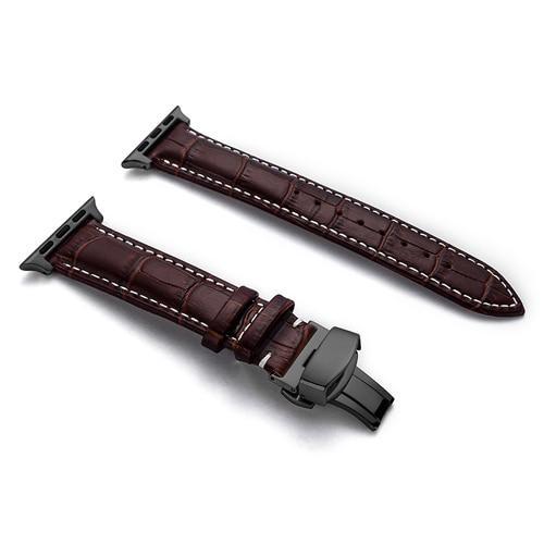 Leather strap For Apple watch band 4 44mm 40mm Butterfly buckle bands Iwatch series 3 2 1 42mm 38mm bracelet wrist belt