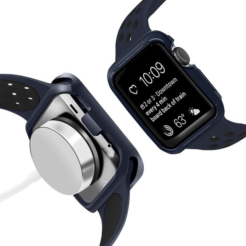 silicone Sport band & Case For Apple Watch 42mm 38mm strap iwatch nike 3/2/1 wristband Bracelet Protective cover belt
