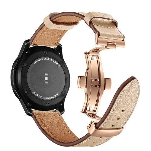 Leather Galaxy watch 46mm strap For Samsung Gear S3 Frontier 22mm watch band butterfly amazfit gtr 47mm huawei watch gt strap