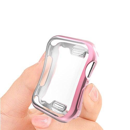 Cover case For apple watch band apple watch 4 5 band 44mm/40mm Iwatch band soft All-around shell Ultra-thin Electroplate frame