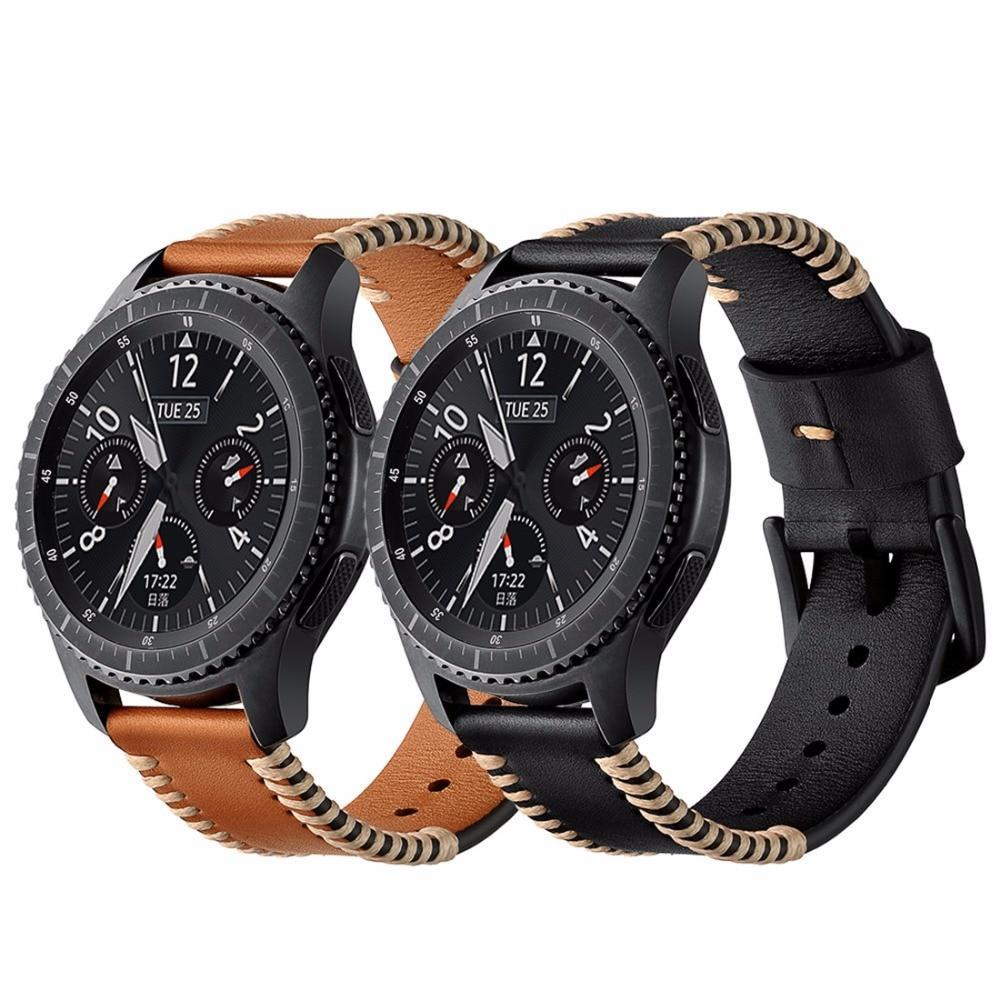 Galaxy watch 46mm Leather Strap For Samsung Gear S3 Frontier/Classic Bracelet wristwatch band Watchbands huawei watch gt strap