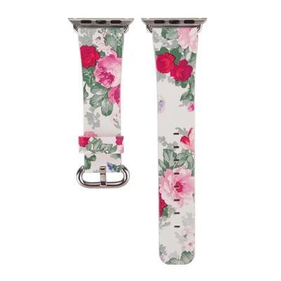 Floral Leather Strap For Apple Watch band 5 4 44mm/42mm/40mm/38mm iwatch series 5 4 3 2 1 Wrist Flower Printed Bracelet belt