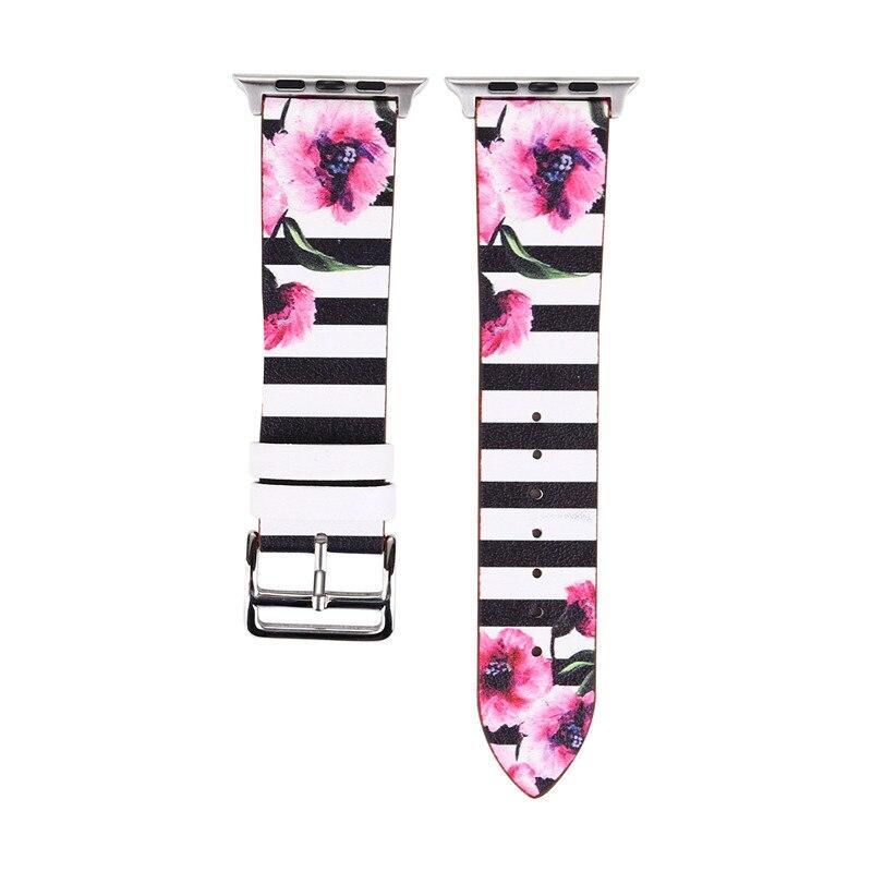 Leather Strap For Apple watch band 42mm 38mm iwatch series 3 2 1 Floral pattern Design Bracelet Wrist belt watchband