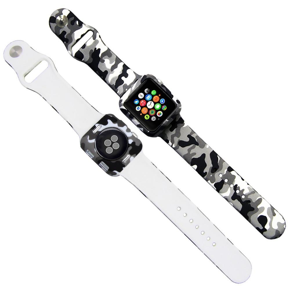 Sport Strap For Apple Watch band 42mm 38mm Silicone iwatch series 3 2 1 Camouflage pattern wristband bracelet belt Case