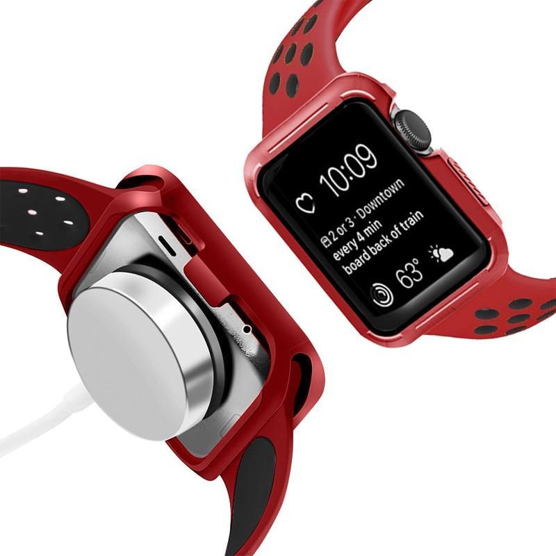 silicone Sport band & Case For Apple Watch 42mm 38mm strap iwatch nike 3/2/1 wristband Bracelet Protective cover belt