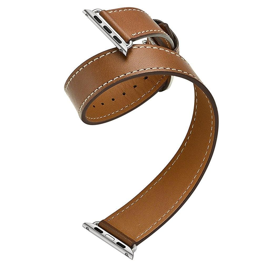Double tour Leather strap For apple watch band apple watch 5 4 3 band 40mm 44mm correa iwatch 5 42mm 38mm watchband belt