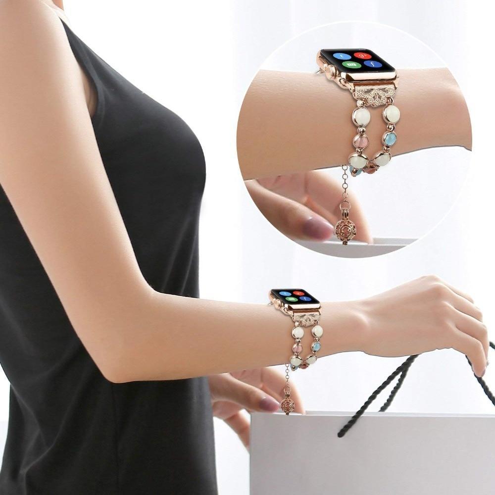 Luminous agate strap For Apple watch band apple watch 5 4 3 band 40mm 44mm iwatch band 5 4 3 38mm 42mm Woman pearl bracelet belt