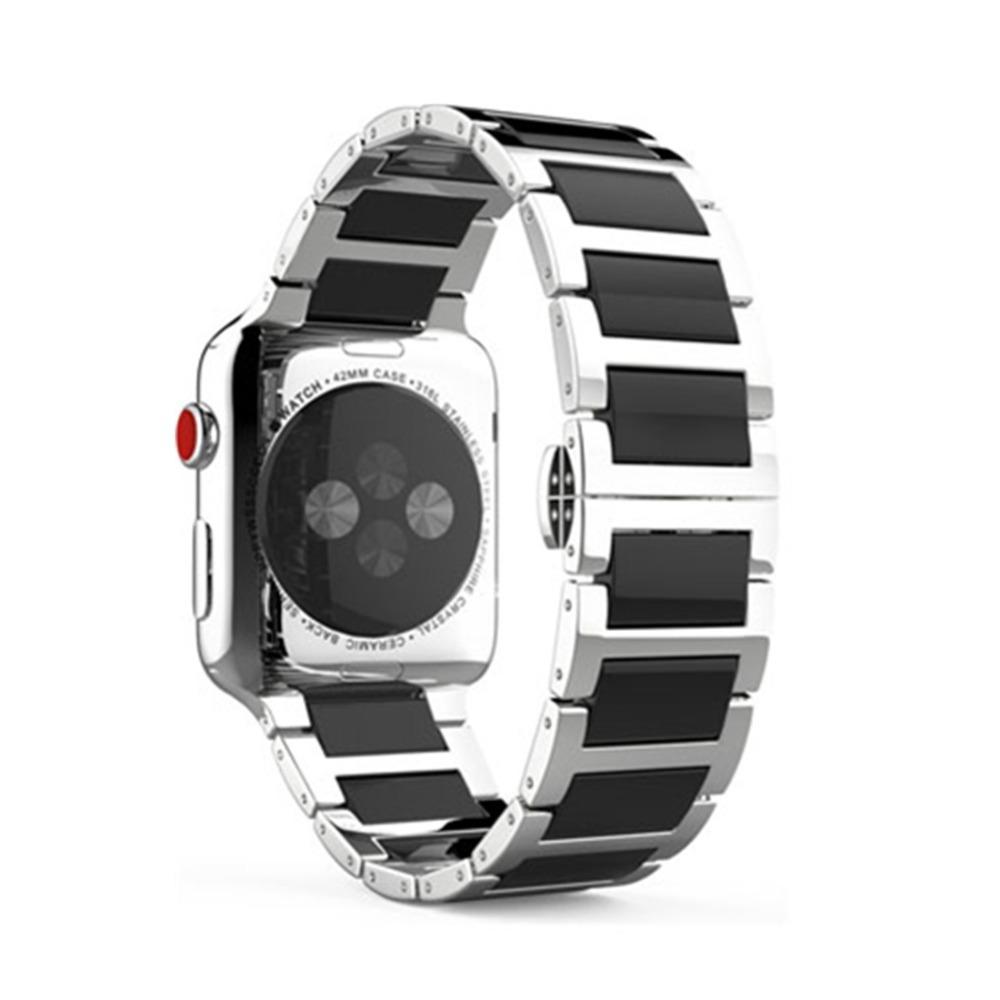 Stainless Steel Strap For Apple watch band 5 4 44m 40mm iWatch Series 5/4/3/2/1 42MM/38MM Ceramic  Link Bracelet belt correa