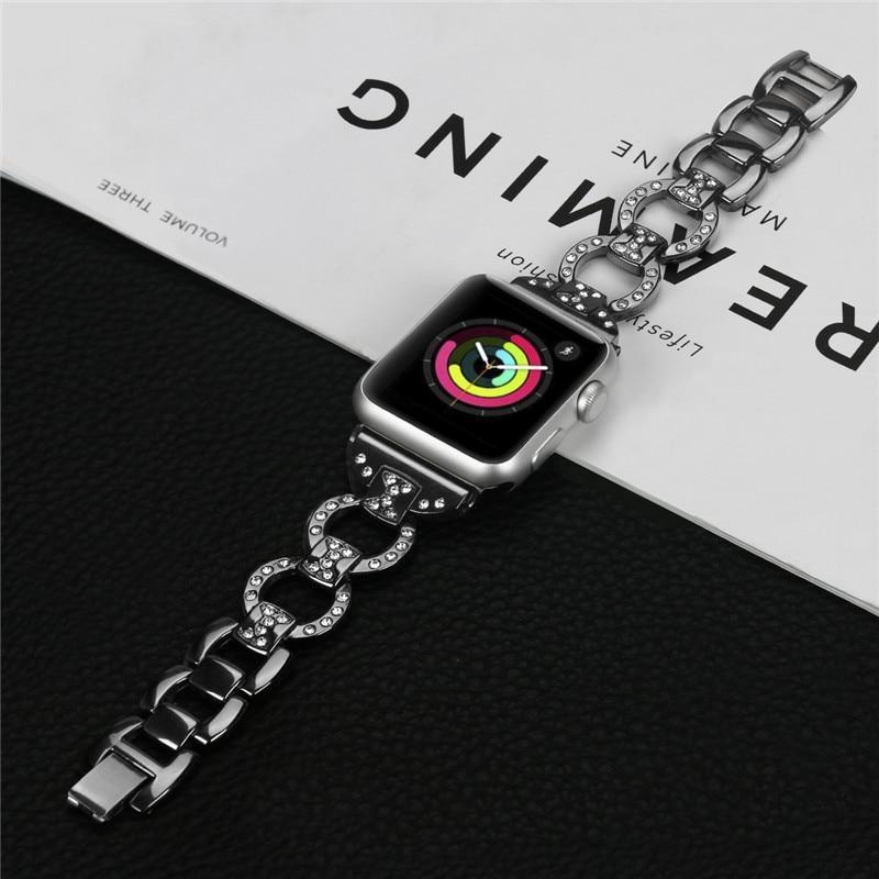 Diamond Strap For Apple Watch band apple watch 4 3 band 44MM 40MM/42mm 38mm iwatch series 4/3/2/1 Stainless Steel Bracelet belt