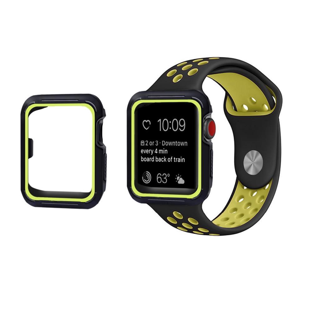 silicone Sport band & Case For Apple Watch 42mm 38mm strap iwatch nike 3/2/1 wristband Bracelet Protective cover belt
