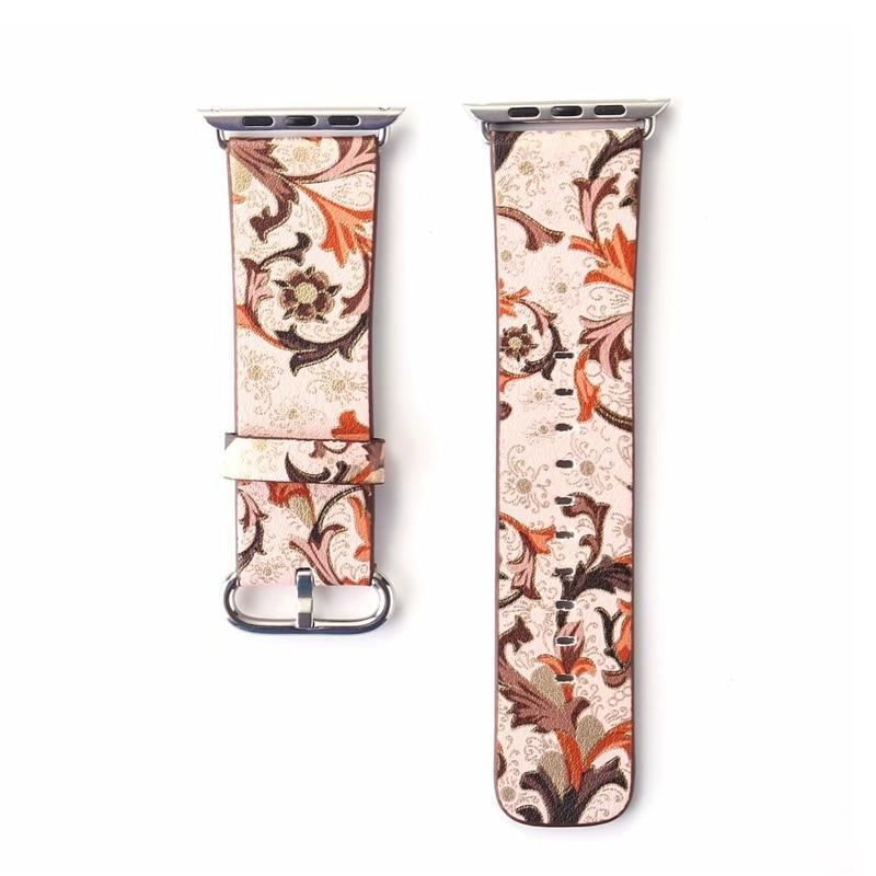 leather strap For Apple Watch band 42mm 38mm iwatch series 3 2 1 Vintage Flower Print wrist bands bracelet straps belt