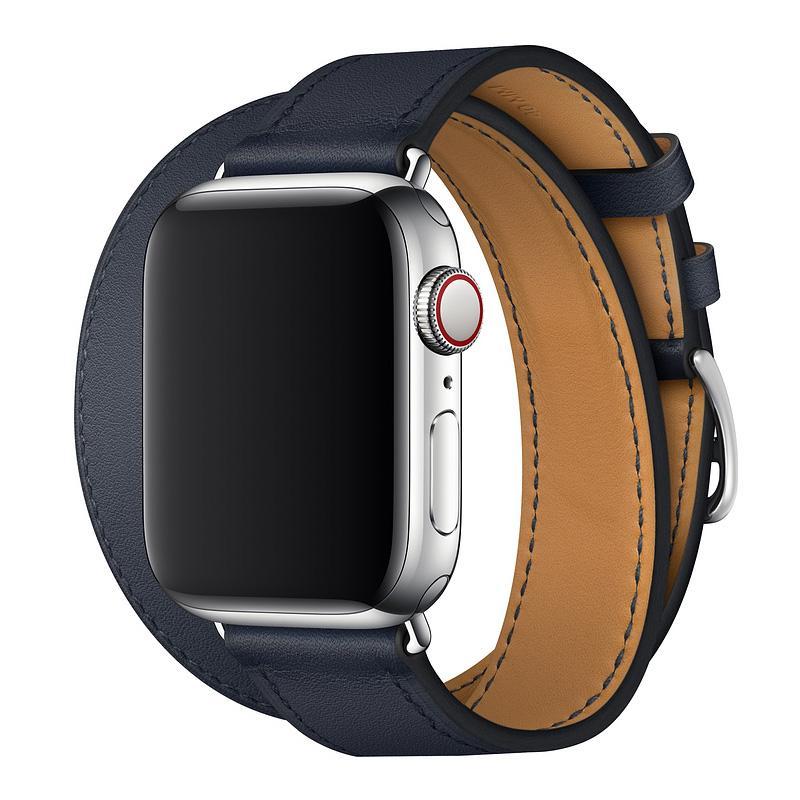 Double tour Leather strap For apple watch band apple watch 5 4 3 band 40mm 44mm correa iwatch 5 42mm 38mm watchband belt