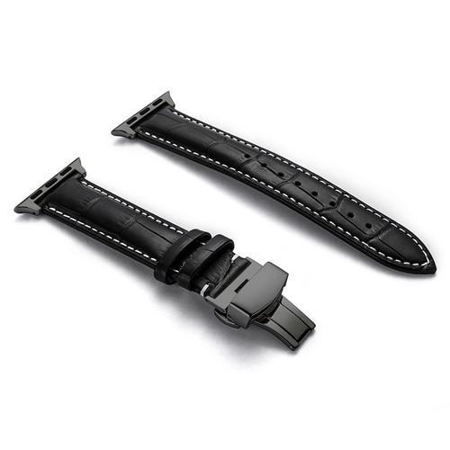 Leather strap For Apple watch band 4 44mm 40mm Butterfly buckle bands Iwatch series 3 2 1 42mm 38mm bracelet wrist belt