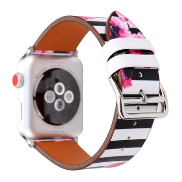 Leather Strap For Apple watch band 42mm 38mm iwatch series 3 2 1 Floral pattern Design Bracelet Wrist belt watchband