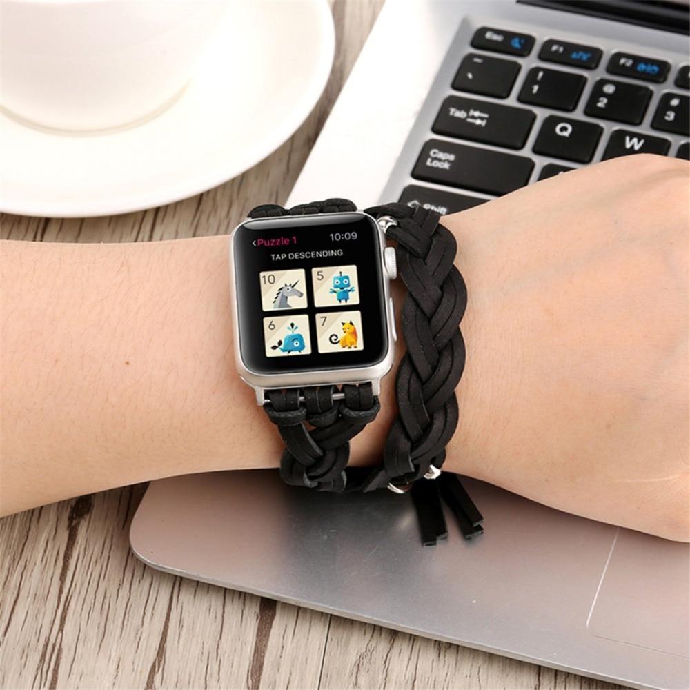 Genuine Leather strap For Apple watch band 42mm 38mm 44mm/40mm iwatch band Double Wrap Bracelet apple watch 4 3 watchband belt