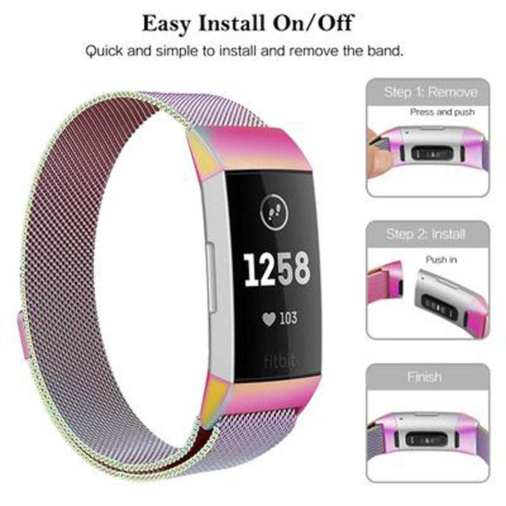 New Milanese loop strap For Fitbit charge 3 watch band  smart bracelet stainless steel belt sports watch strap wrist band
