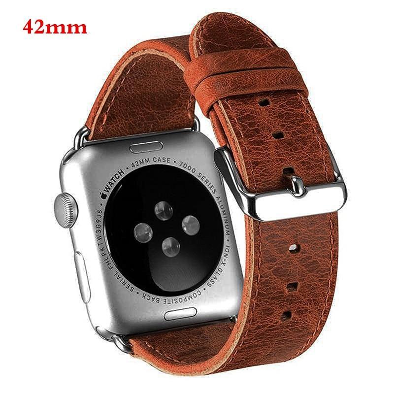 genuine leather strap For Apple Watch band apple watch 5 4 3 44mm/40mm 42mm 38mm crazy horse classic metal clasp watchband belt