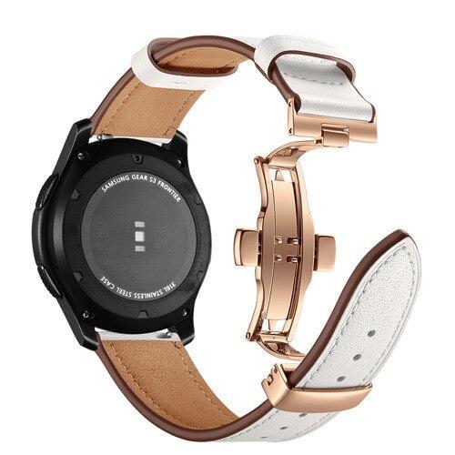 Leather Galaxy watch 46mm strap For Samsung Gear S3 Frontier 22mm watch band butterfly amazfit gtr 47mm huawei watch gt strap