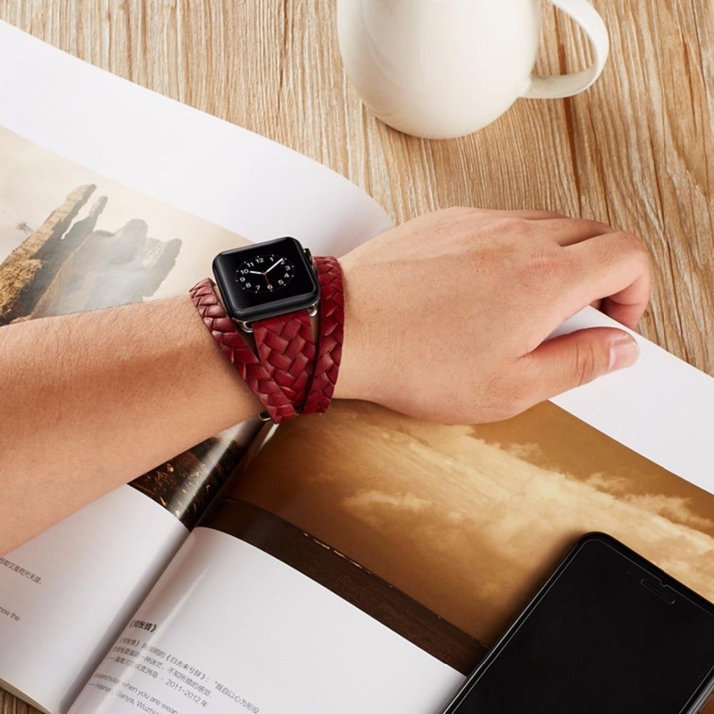 Leather Loop For Apple watch band 42mm 38mm iWatch strap Series 3 2 1 wrist bands Bracelet belt Double Tour watchband