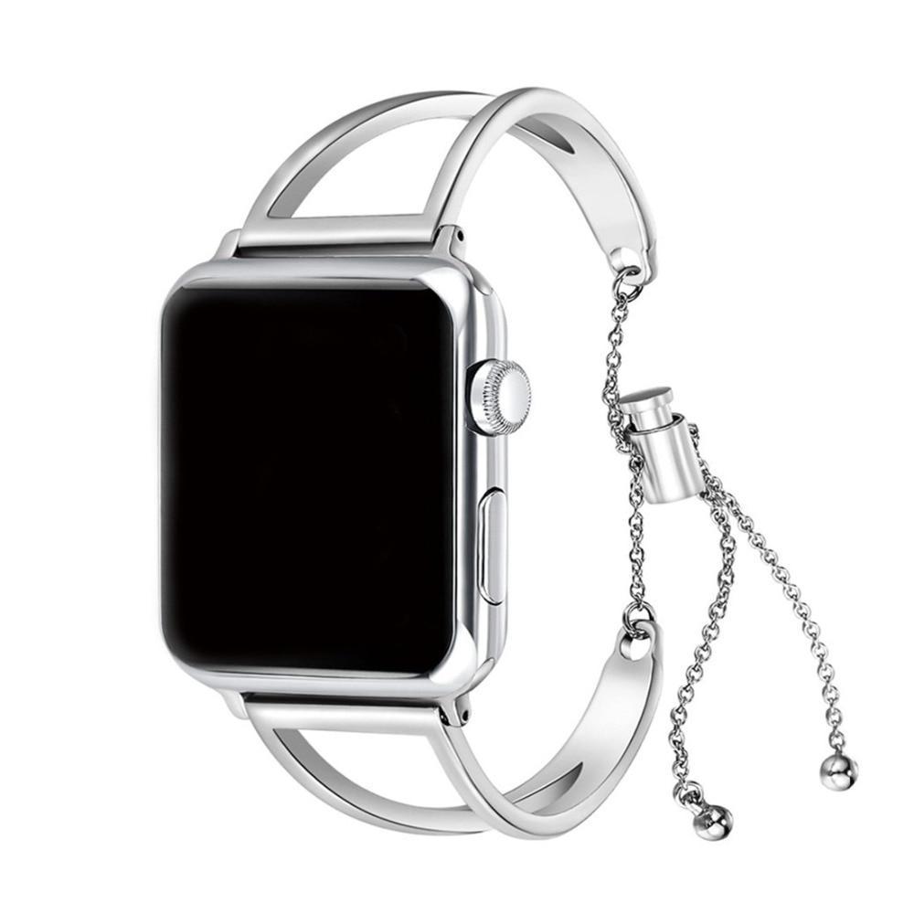 CRETED Strap For Apple Watch band iWatch 4 3 2 42mm/38mm/44mm/40mm correa stainless steel cuff strap girl fashion design chain