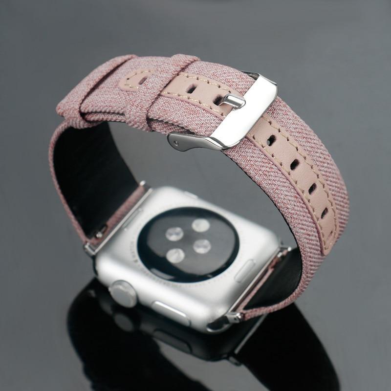 Canvas Leather strap For Apple watch band apple watch 5 4 3  44mm 40mm 42mm 38mm Iwatch series 5 4 3 correa bracelet watchband