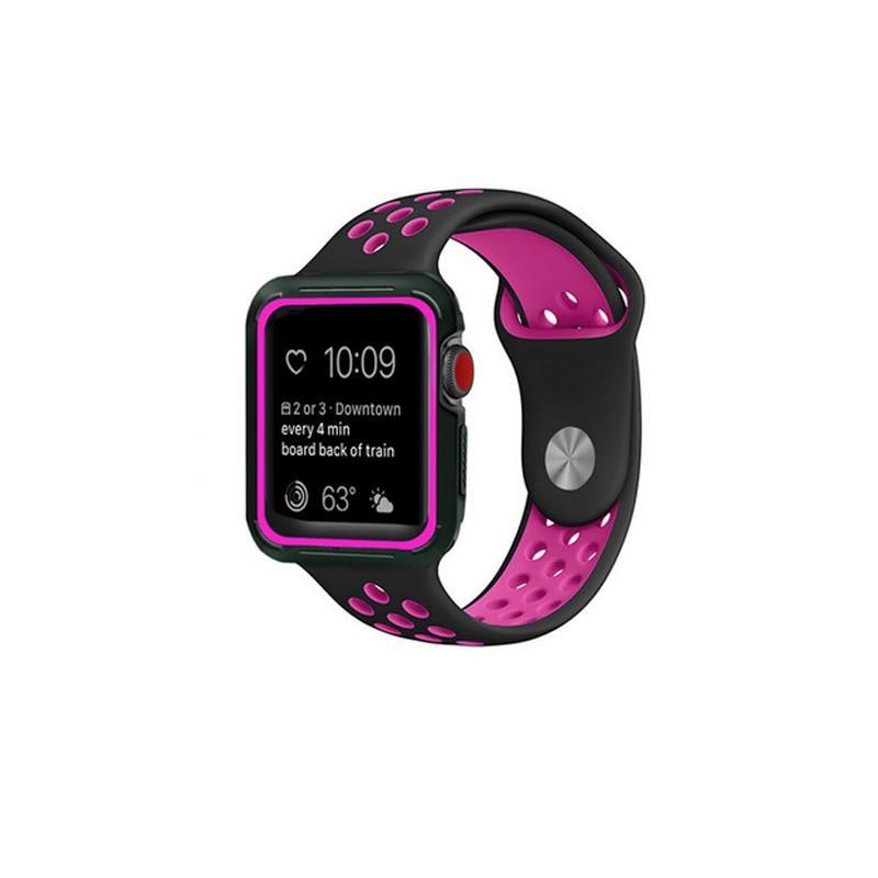silicone Sport band & Case For Apple Watch 42mm 38mm strap iwatch nike 3/2/1 wristband Bracelet Protective cover belt