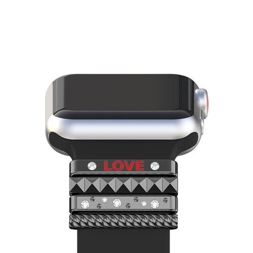 Decorative Ring Ornament For Apple Watch Band apple watch 4 3  5 band 44mm 40mm 42mm 38mm iwatch  Stainless Steel "LOVE" Gift