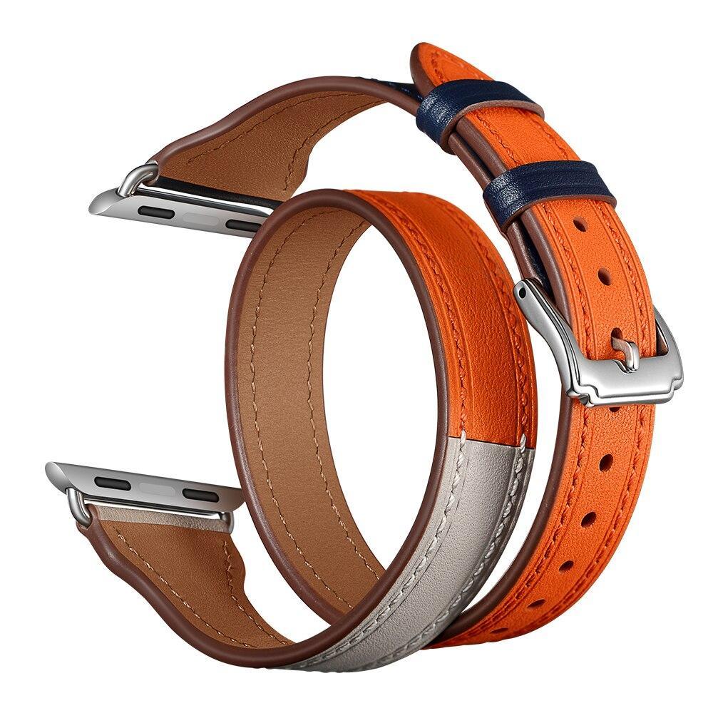 Genuine Leather Strap For Apple Watch 4 Band 42mm 44mm Iwatch band 38mm 40mm Double Tour Wrist Bracelet belt series 2 1