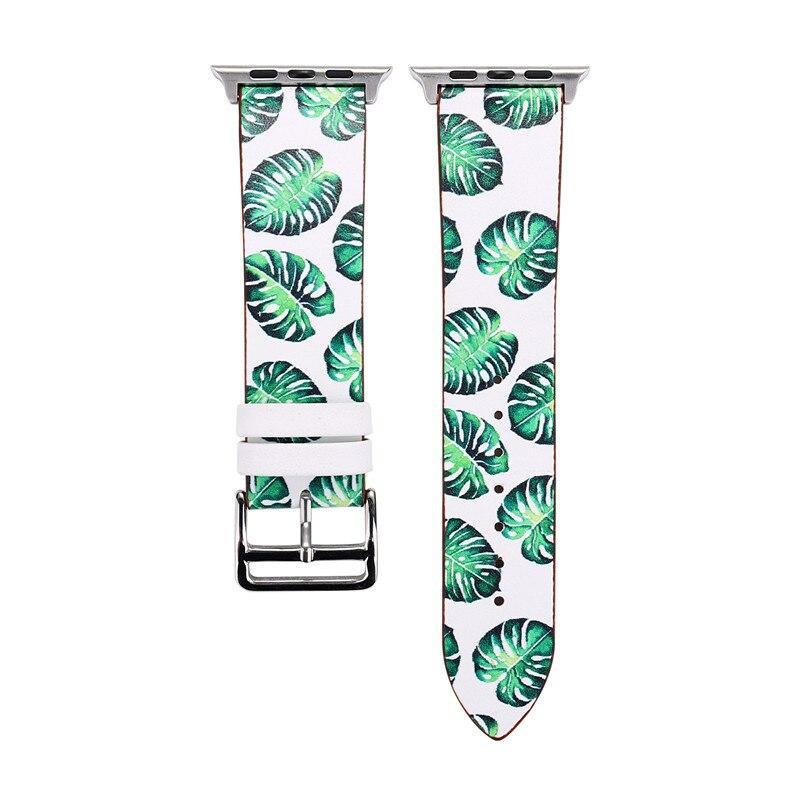 Leather Strap For Apple watch band 42mm 38mm iwatch series 3 2 1 Floral pattern Design Bracelet Wrist belt watchband