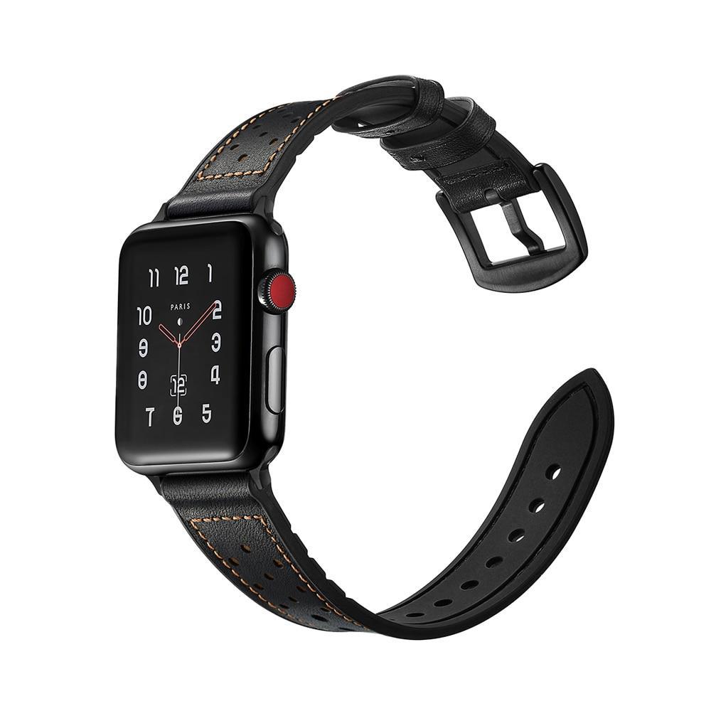 Genuine Leather strap For Apple Watch 4 band 44mm/40mm silicone Correa Iwatch series 4/3/2/1 retro wrist bracelet belt