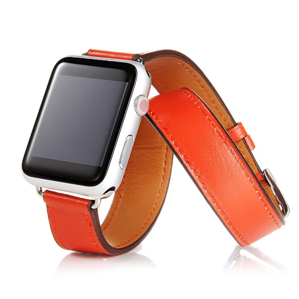 Genuine leather strap For Apple Watch 4 band 44mm/40mm correa iwatch serise 3/2/1 42mm/38mm Double tour wrist bracelet