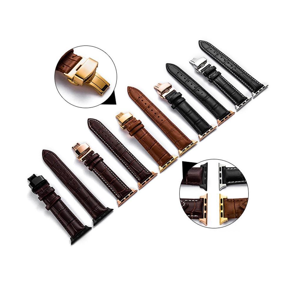 Leather strap For Apple watch band 4 44mm 40mm Butterfly buckle bands Iwatch series 3 2 1 42mm 38mm bracelet wrist belt