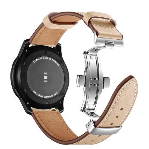 Leather Galaxy watch 46mm strap For Samsung Gear S3 Frontier 22mm watch band butterfly amazfit gtr 47mm huawei watch gt strap