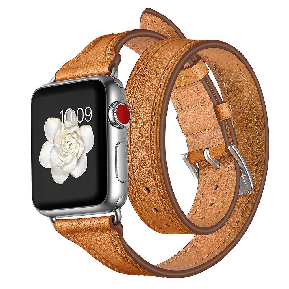 Genuine Leather strap For Apple watch 4 band 44mm 40mm correa iWatch Series 3 2 1 42mm Double Tour Wrist Bracelet belt