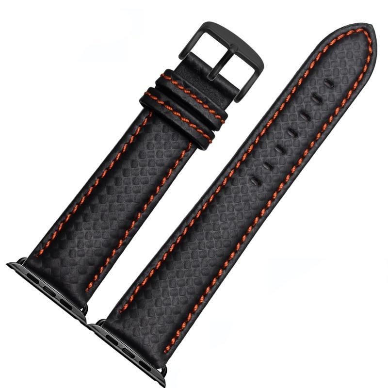 Luxury Strap for Apple watch band 44 mm 40mm iWatch band 42mm 38mm Carbon fiber+Leather watchband bracelet Apple watch 4 3 2 1