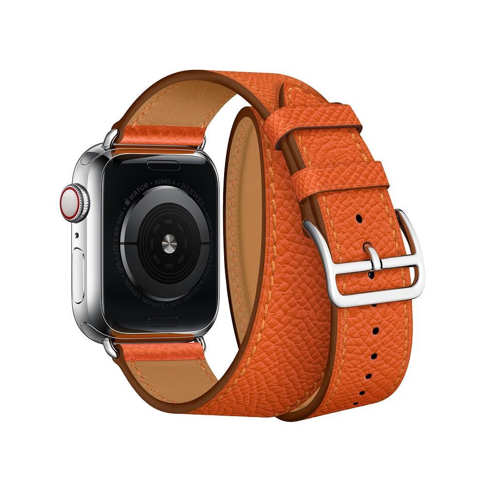 Double tour Leather strap For apple watch band apple watch 5 4 3 band 44mm 40mm correa iwatch  42mm 38mm correa watchband belt