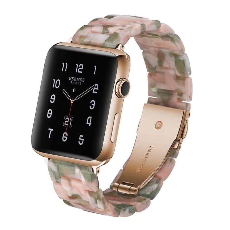 Resin strap For apple watch band apple watch 4 3 44mm/40mm 42mm 38mm iwatch band women bracelet stainless steel buckle belt