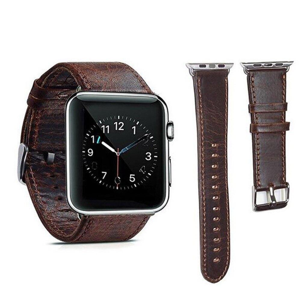 Genuine Leather strap For Apple Watch band 42mm(44mm)/38mm(40mm) iwatch 4 3 2 1 Crazy horse wrist bracelet watchband