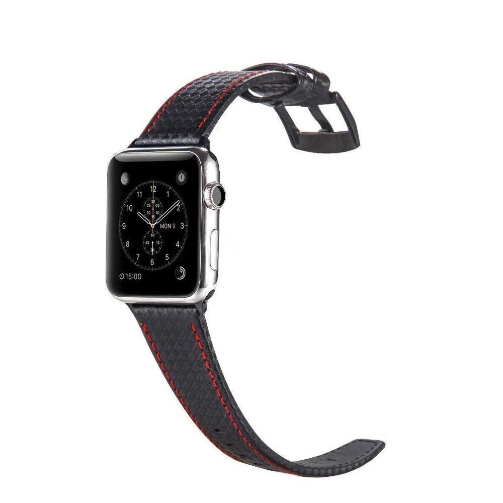 Luxury Strap for Apple watch band 44 mm 40mm iWatch band 42mm 38mm Carbon fiber+Leather watchband bracelet Apple watch 4 3 2 1