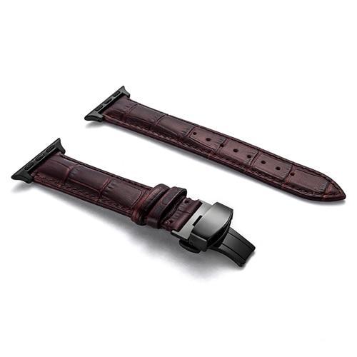 Leather strap For Apple watch band 4 44mm 40mm Butterfly buckle bands Iwatch series 3 2 1 42mm 38mm bracelet wrist belt