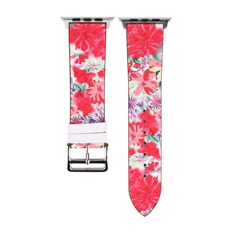 Leather Strap For Apple watch band 42mm 38mm iwatch series 3 2 1 Floral pattern Design Bracelet Wrist belt watchband