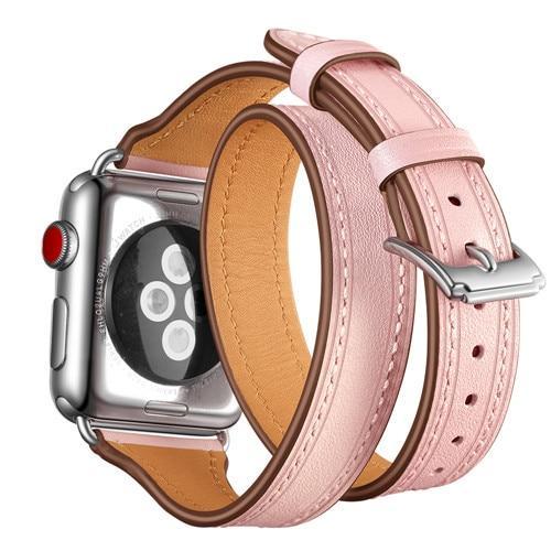 Genuine Leather strap For Apple watch 4 band 44mm 40mm correa iWatch Series 3 2 1 42mm Double Tour Wrist Bracelet belt