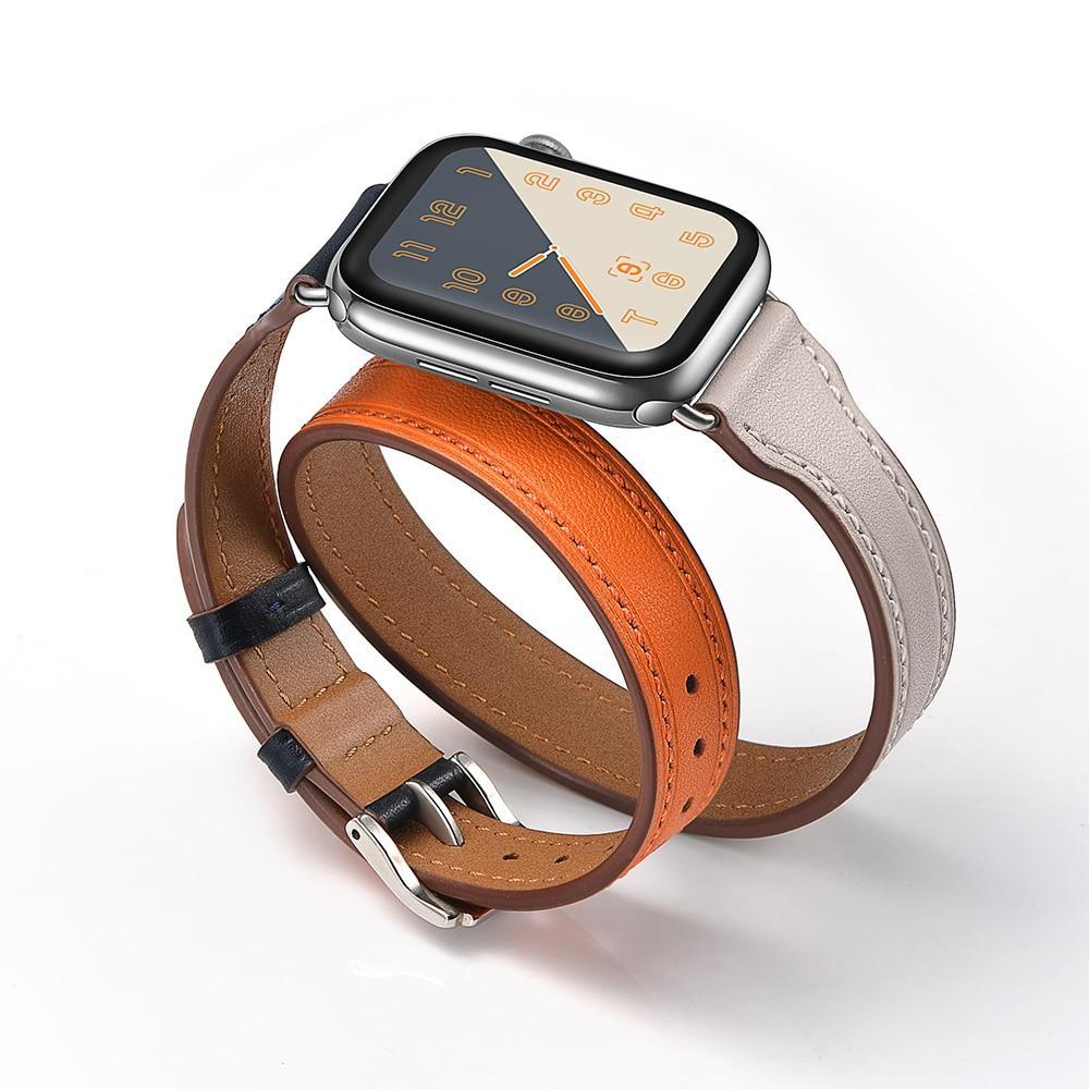 Genuine Leather Strap For Apple Watch 4 Band 42mm 44mm Iwatch band 38mm 40mm Double Tour Wrist Bracelet belt series 2 1