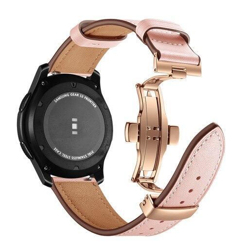 Leather Galaxy watch 46mm strap For Samsung Gear S3 Frontier 22mm watch band butterfly amazfit gtr 47mm huawei watch gt strap