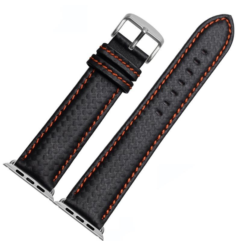 Luxury Strap for Apple watch band 44 mm 40mm iWatch band 42mm 38mm Carbon fiber+Leather watchband bracelet Apple watch 4 3 2 1