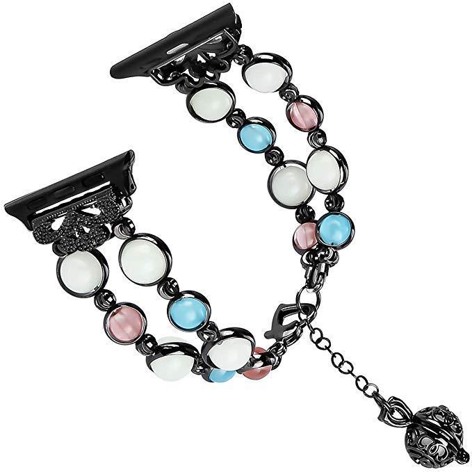 Luminous agate strap For Apple watch band apple watch 5 4 3 band 40mm 44mm iwatch band 5 4 3 38mm 42mm Woman pearl bracelet belt