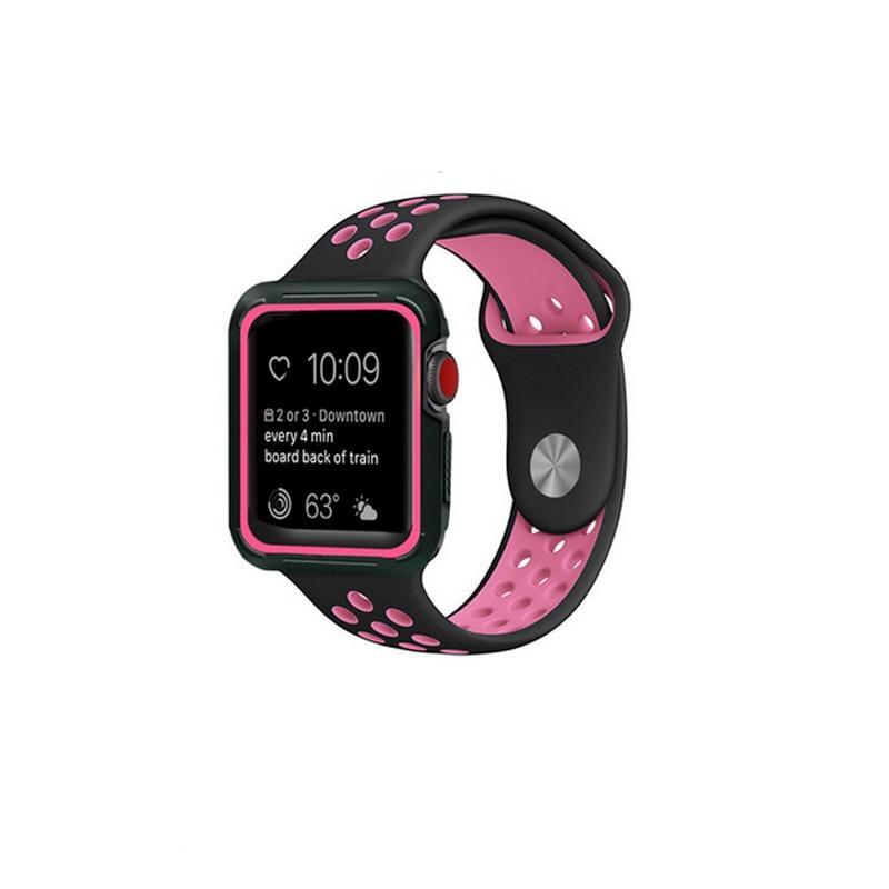 silicone Sport band & Case For Apple Watch 42mm 38mm strap iwatch nike 3/2/1 wristband Bracelet Protective cover belt