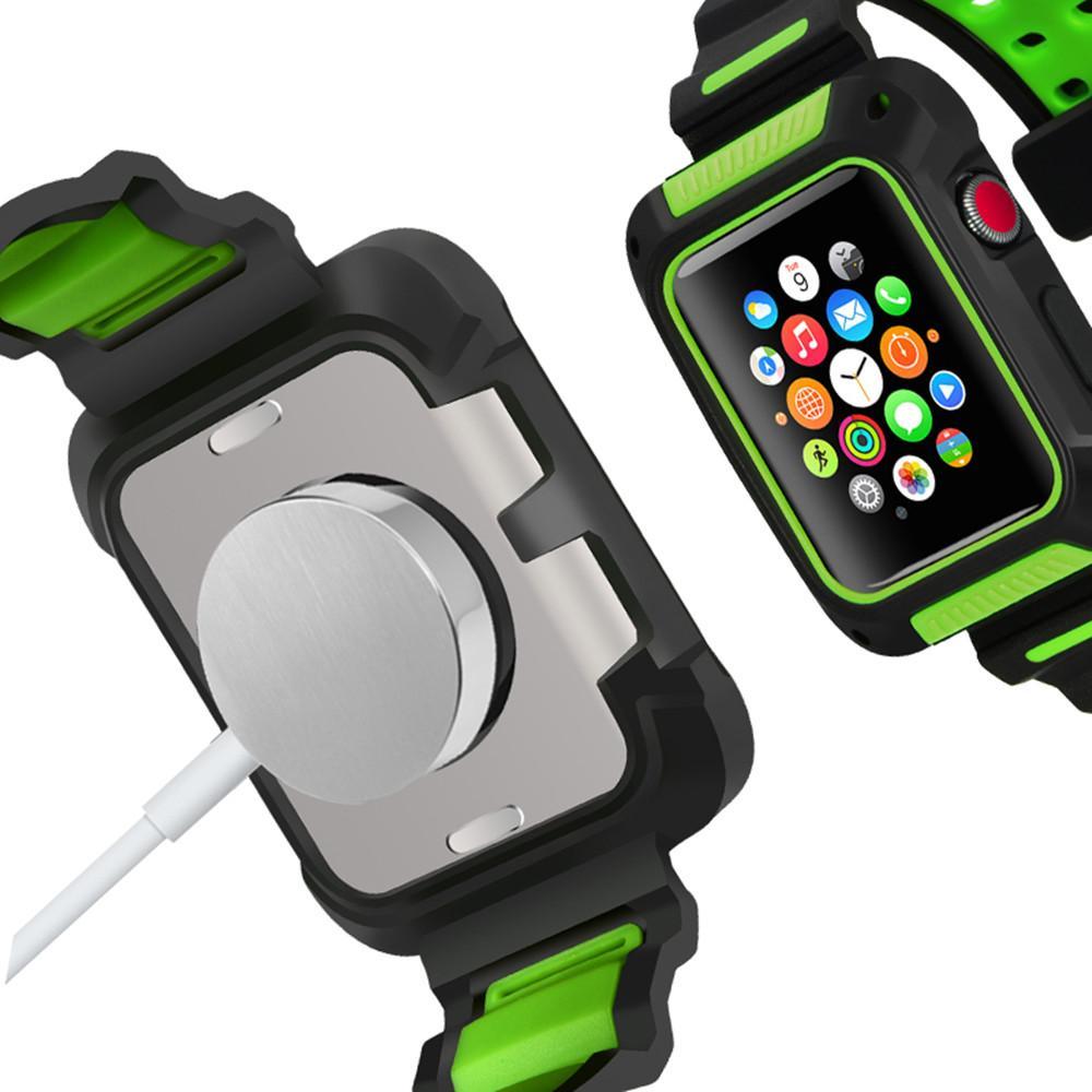 silicone Sport strap For Apple watch band 42mm 38mm iwatch 3/2/1 waterproof protective cover wrist watchband belt & case