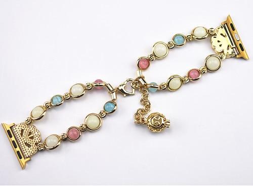 Luminous agate strap For Apple watch band apple watch 5 4 3 band 40mm 44mm iwatch band 5 4 3 38mm 42mm Woman pearl bracelet belt